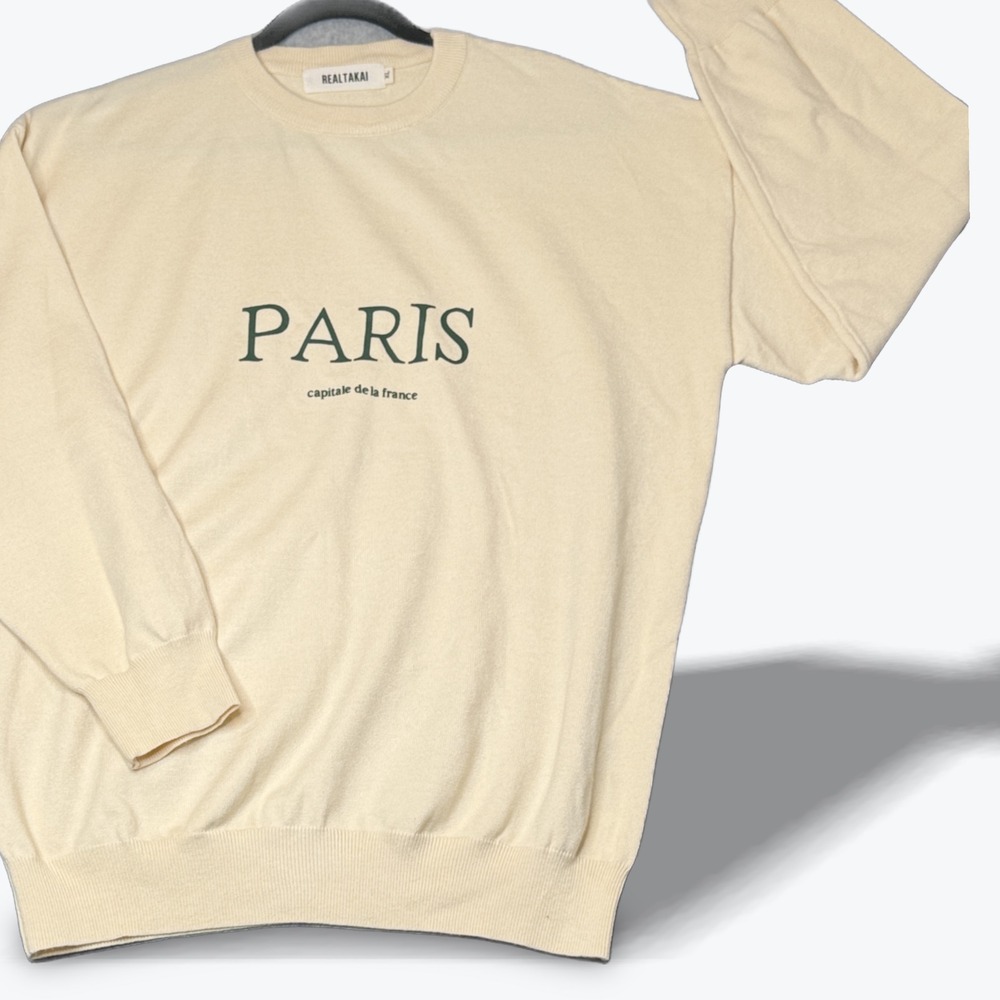 Realtakai Paris Sweatshirt XL Soft‎ Viscose Blend Womens Crew Neck Pullover